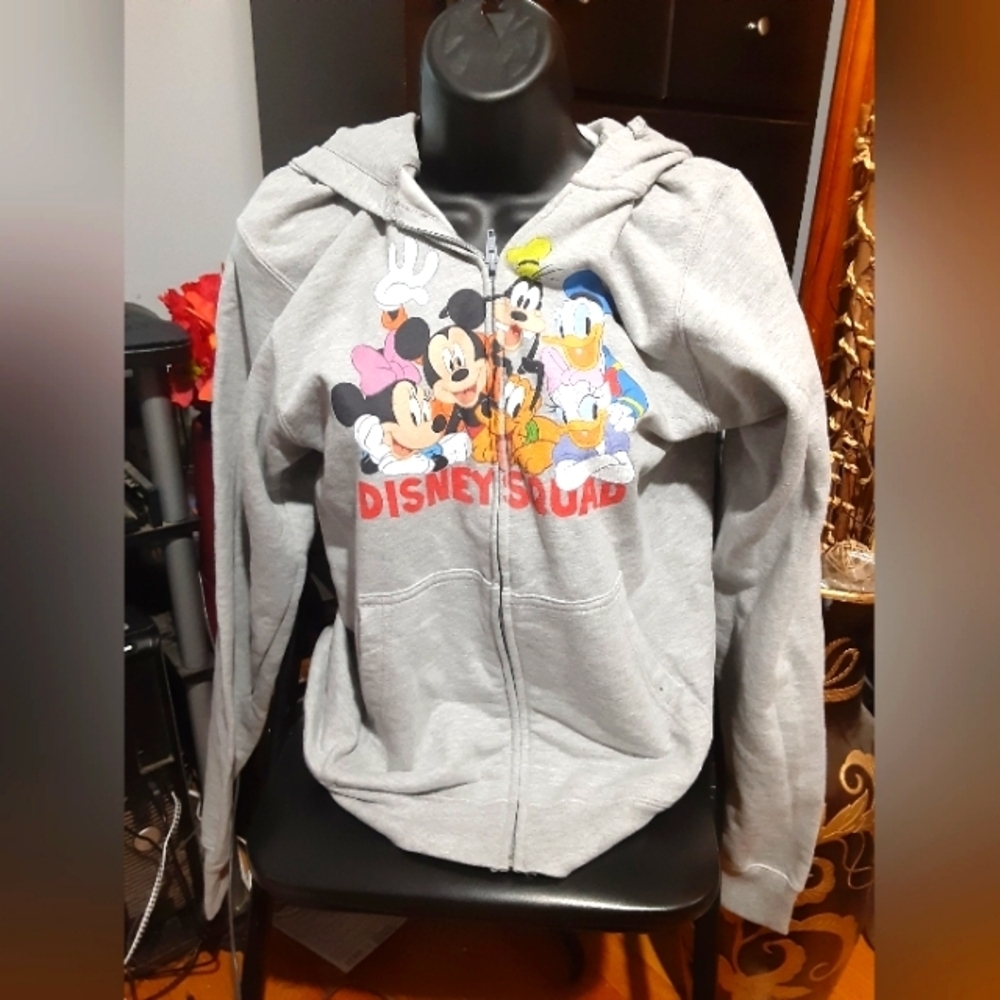Disney Sqaud Women's/Girls Zip Up Hoodie Smalk Petite Gray
